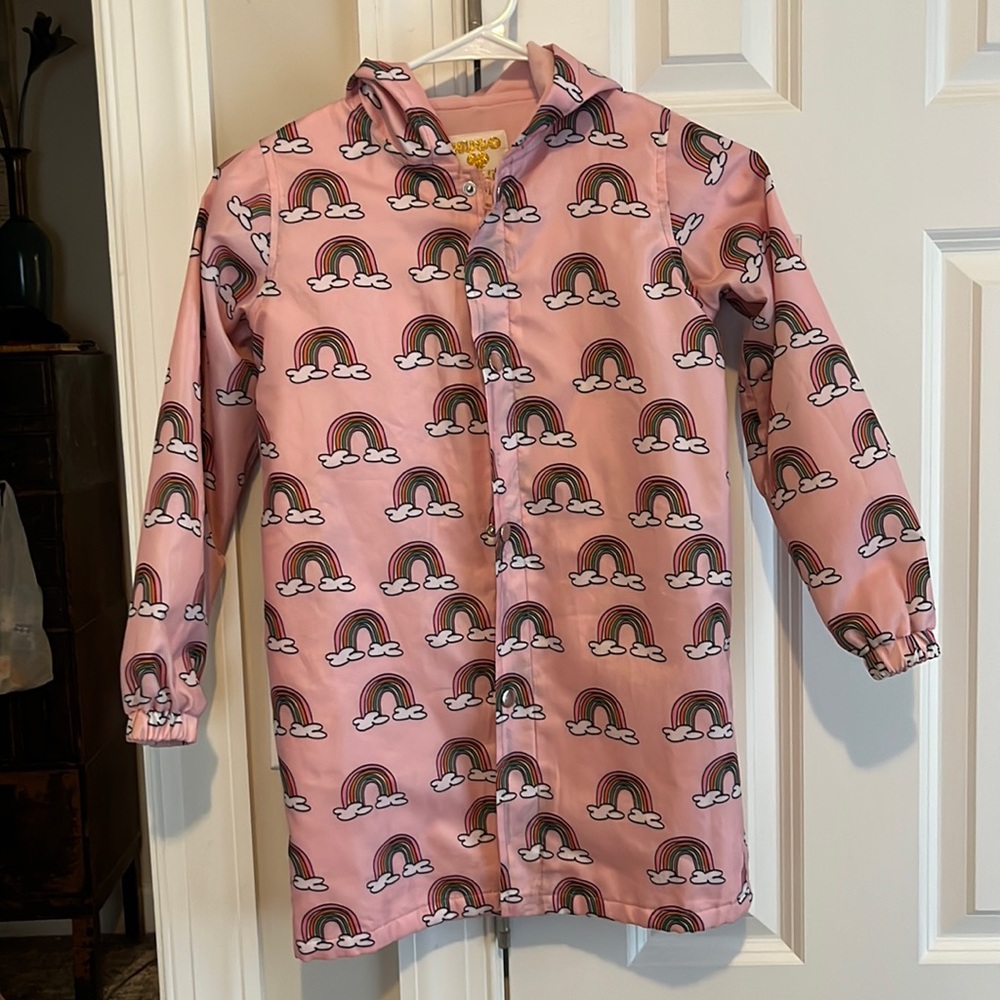 Hugo Loves Tiki Rainbow Rain Jacket Size 6